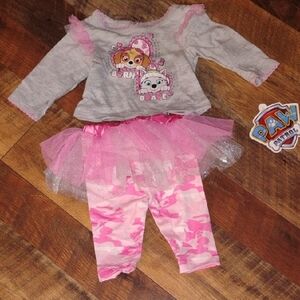 Paw Patrol Gray and Pink Newborn Outfit